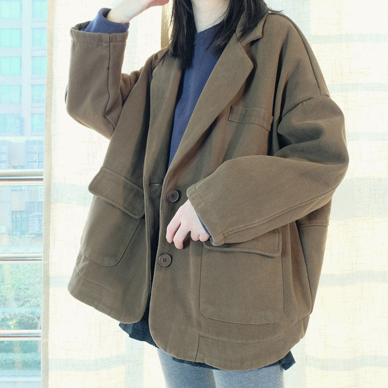 Unisex Cotton Windbreaker Jacket: Retro Button Front Coat