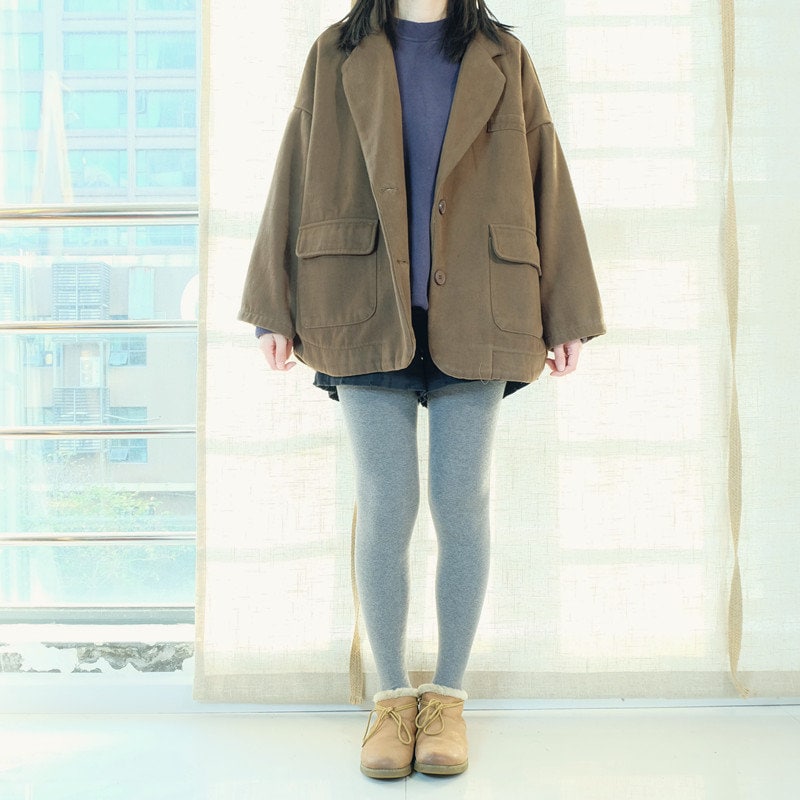 Unisex Cotton Windbreaker Jacket: Retro Button Front Coat