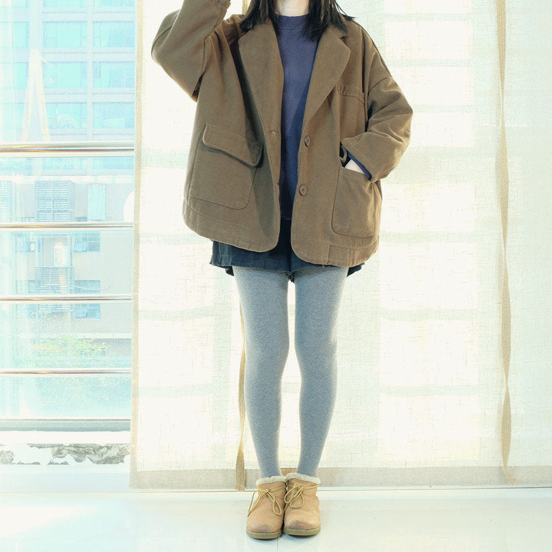 Unisex Cotton Windbreaker Jacket: Retro Button Front Coat