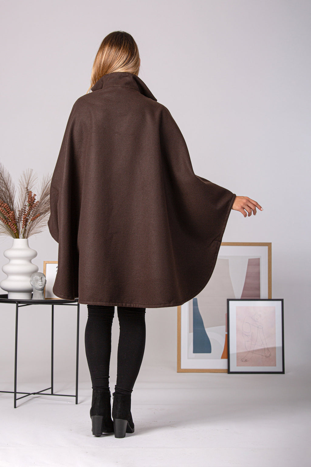 Ladies Loose Cape Coat, Poncho Cloak Overcoat, Long Renaissance Wool Mix Cape, Elegant Swing Coat in Black, Brown, Gray, Off White or Red