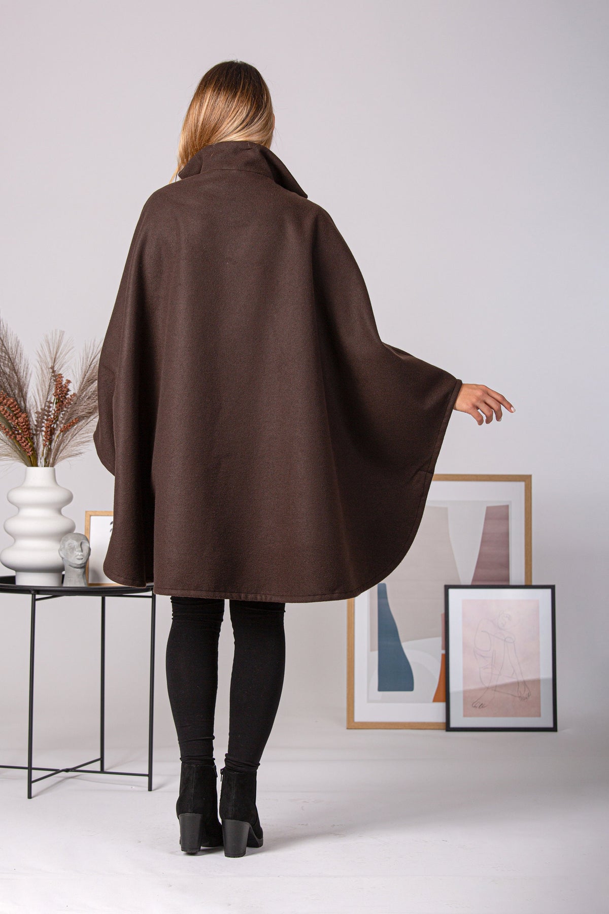Ladies Loose Cape Coat, Poncho Cloak Overcoat, Long Renaissance Wool Mix Cape, Elegant Swing Coat in Black, Brown, Gray, Off White or Red