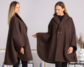 Ladies Loose Cape Coat, Poncho Cloak Overcoat, Long Renaissance Wool Mix Cape, Elegant Swing Coat in Black, Brown, Gray, Off White or Red