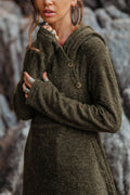Womens Hooded Sweater Coat Amita In Olive / Half Season Coat Pullover / Bohemian