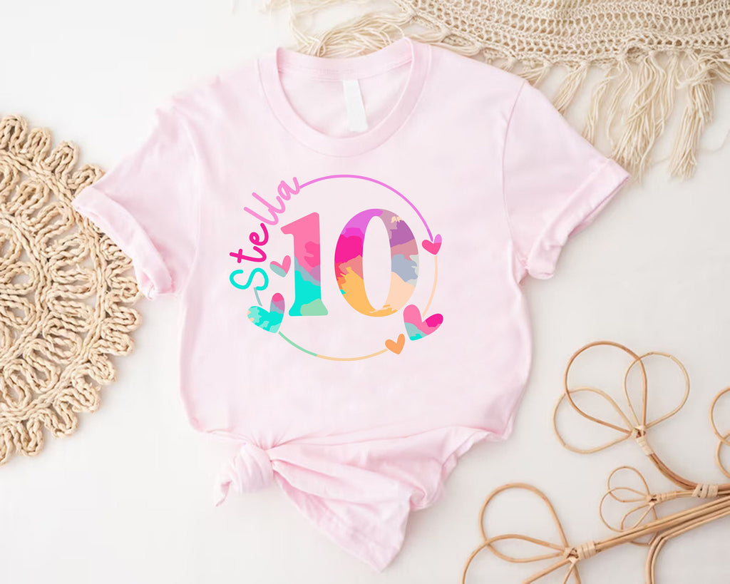 Custom Birthday Girl Shirt,10 Years Old Birthday Girl Tshirt,Personalized Birthday Girl Gift,Birthday Girl Tee,Kids Birthday Party Shirts