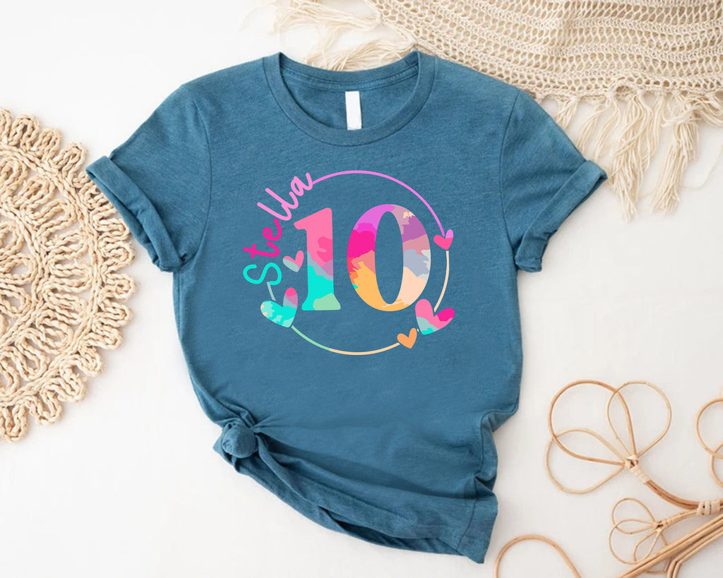 Custom Birthday Girl Shirt,10 Years Old Birthday Girl Tshirt,Personalized Birthday Girl Gift,Birthday Girl Tee,Kids Birthday Party Shirts
