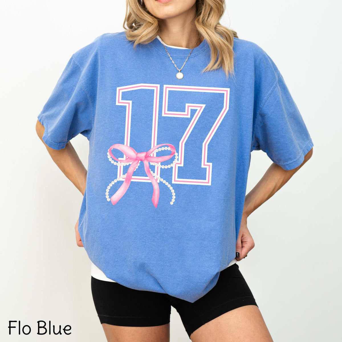 Seventeenth Birthday Bow Comfort Colors T-shirt, 17th Birthday Gift, 17 Gift For Daughter, Seventeen Birthday Party Shirts