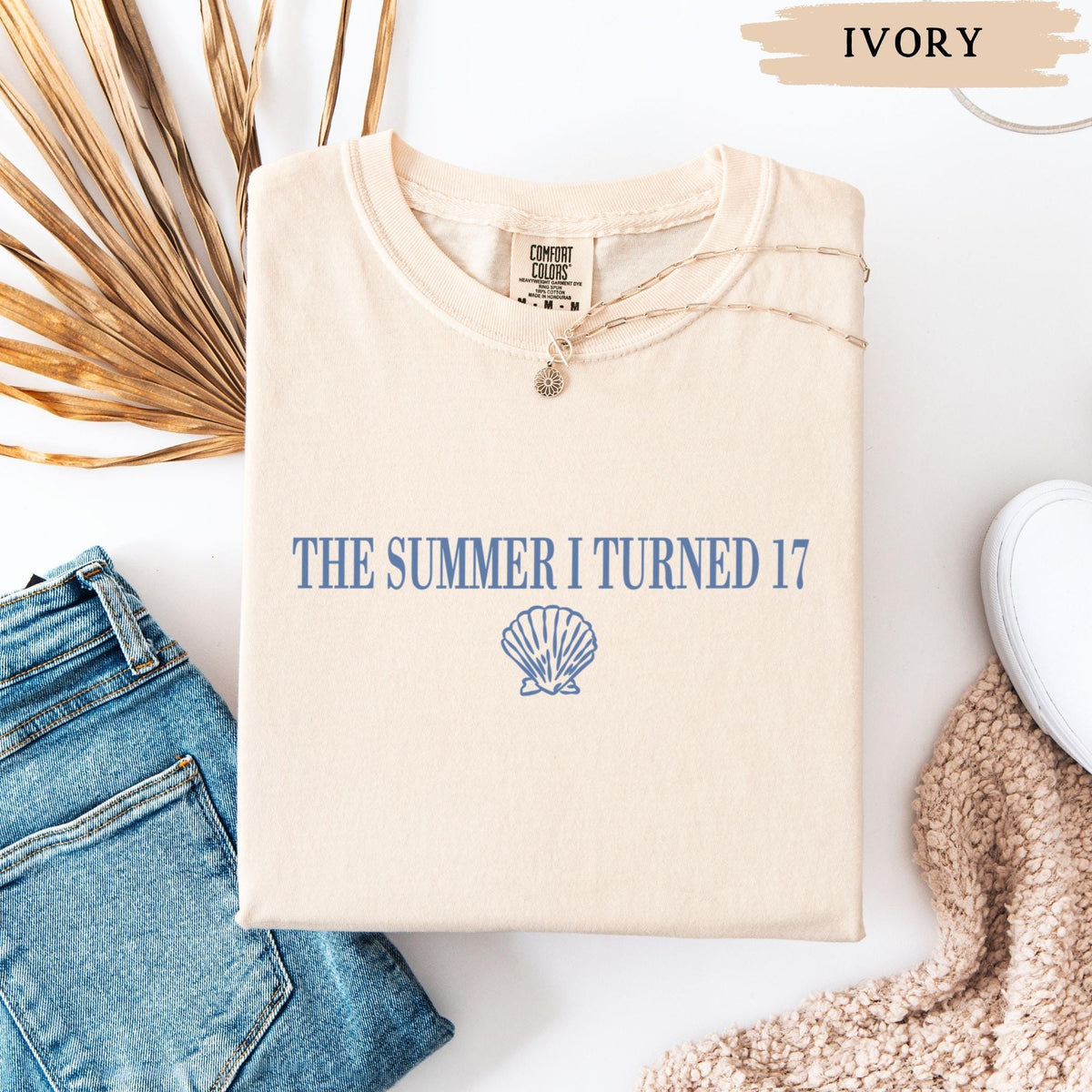 17th Birthday Shirt, Comfort Colors Summer I Turned 17 Bday Party Tee, Custom Seventeenth Birthday Gift, Coastal Beach Teen Summer Birthday