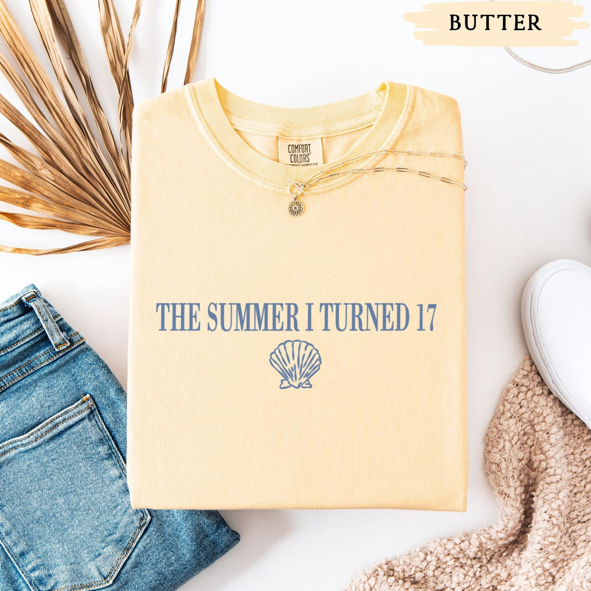 17th Birthday Shirt, Comfort Colors Summer I Turned 17 Bday Party Tee, Custom Seventeenth Birthday Gift, Coastal Beach Teen Summer Birthday