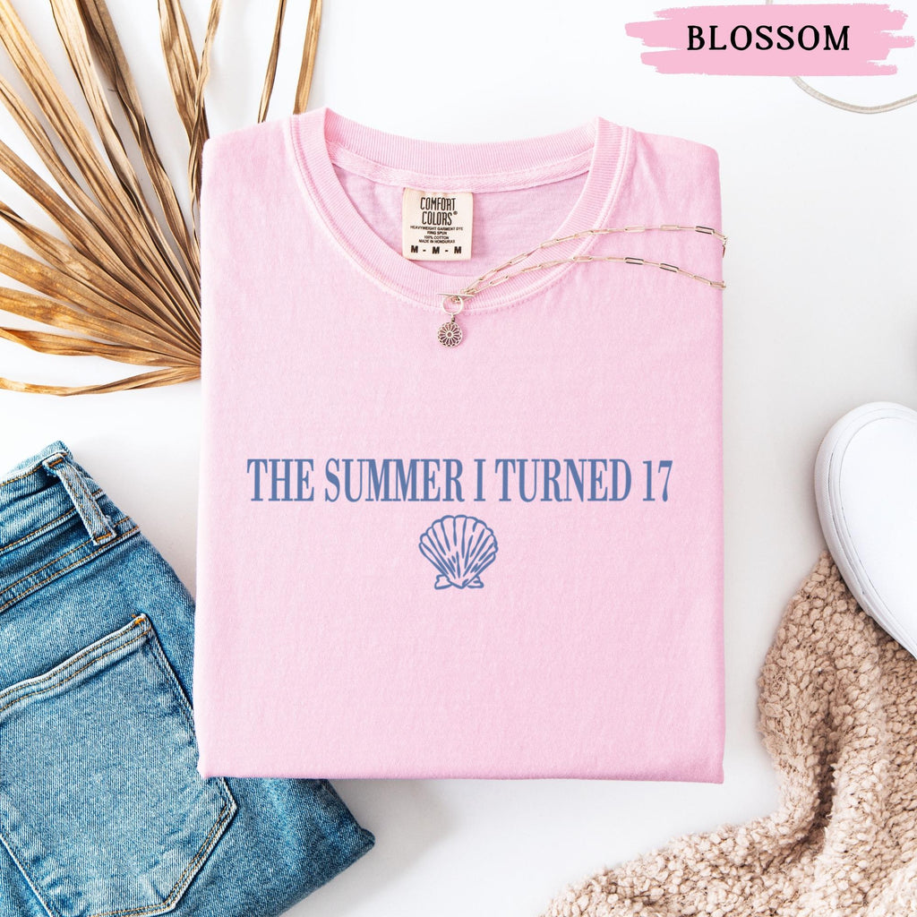 17th Birthday Shirt, Comfort Colors Summer I Turned 17 Bday Party Tee, Custom Seventeenth Birthday Gift, Coastal Beach Teen Summer Birthday