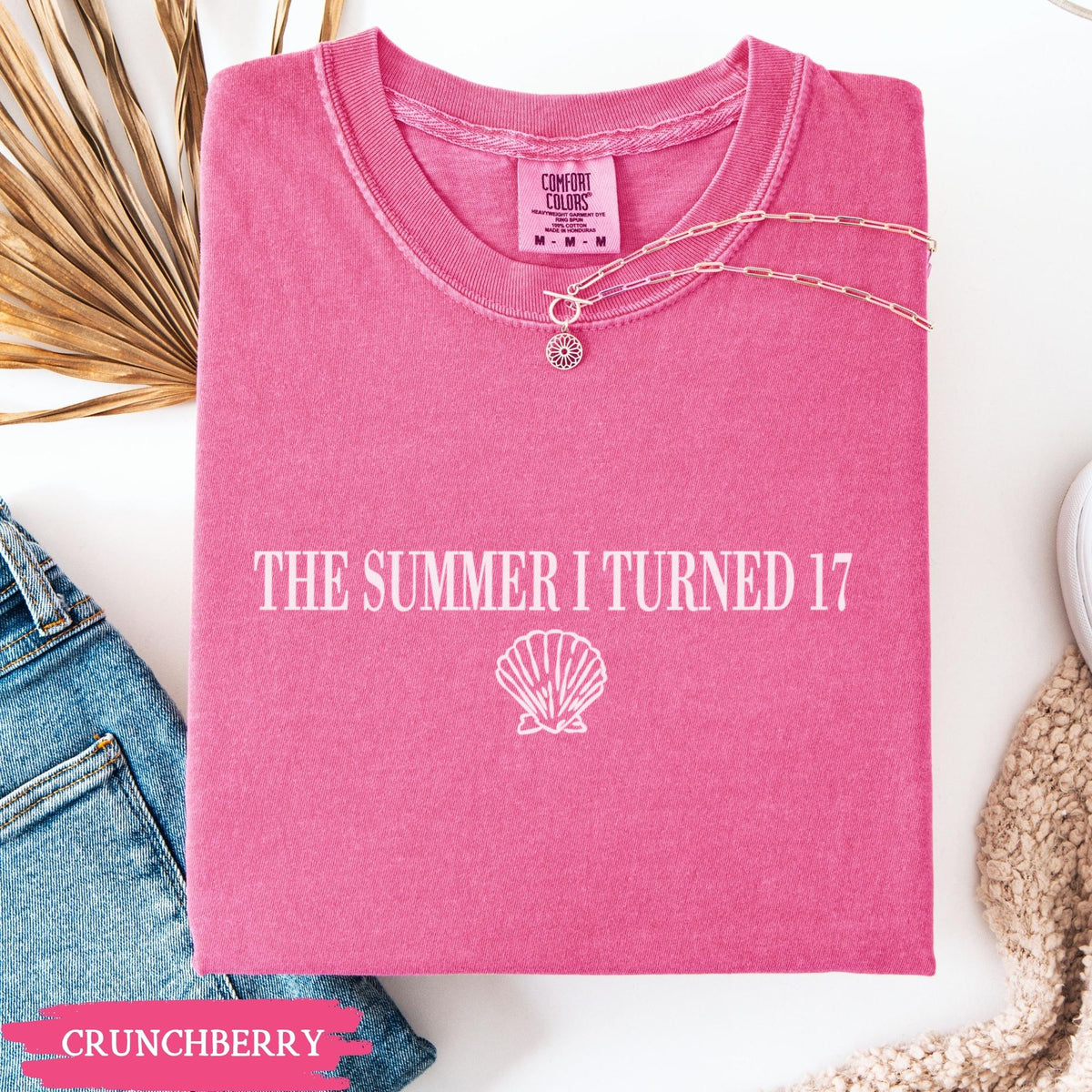 17th Birthday Shirt, Comfort Colors Summer I Turned 17 Bday Party Tee, Custom Seventeenth Birthday Gift, Coastal Beach Teen Summer Birthday