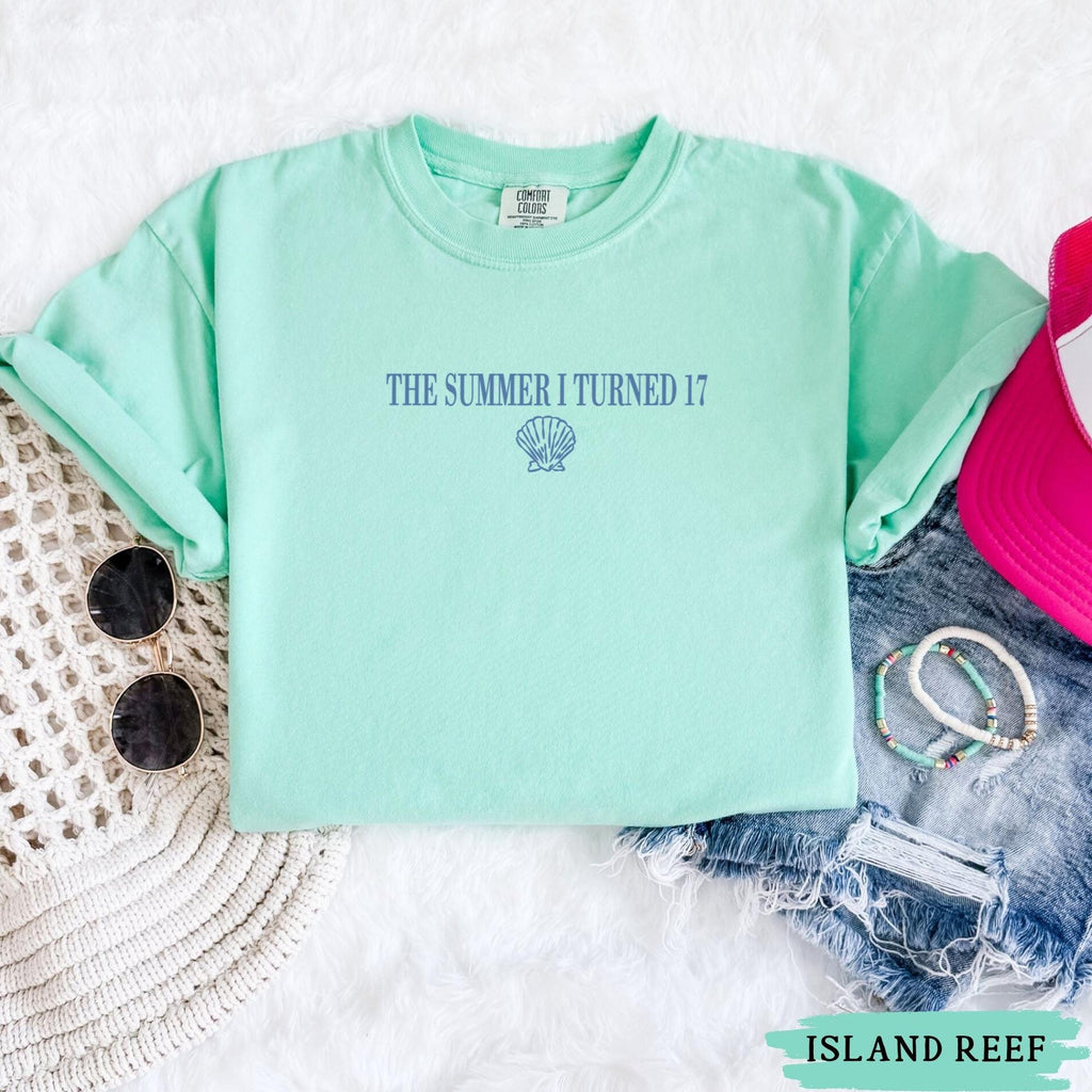 17th Birthday Shirt, Comfort Colors Summer I Turned 17 Bday Party Tee, Custom Seventeenth Birthday Gift, Coastal Beach Teen Summer Birthday