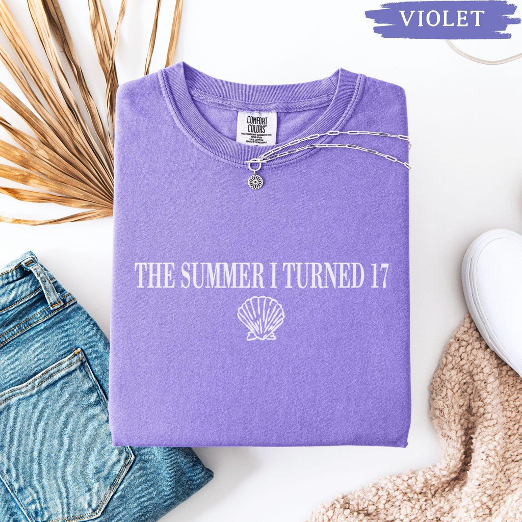 17th Birthday Shirt, Comfort Colors Summer I Turned 17 Bday Party Tee, Custom Seventeenth Birthday Gift, Coastal Beach Teen Summer Birthday