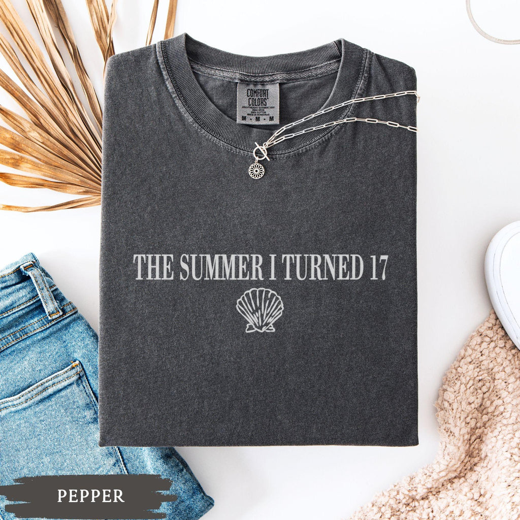 17th Birthday Shirt, Comfort Colors Summer I Turned 17 Bday Party Tee, Custom Seventeenth Birthday Gift, Coastal Beach Teen Summer Birthday