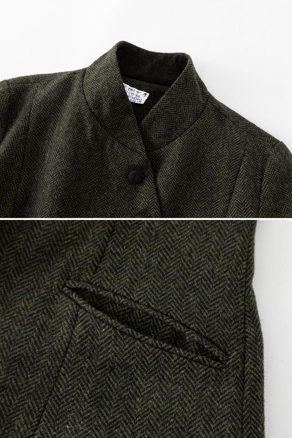Vintage Style Wool Herringbone Blazer, Olive Green Jacket, Custom Coat, Custom, Xiaolizi 6496#