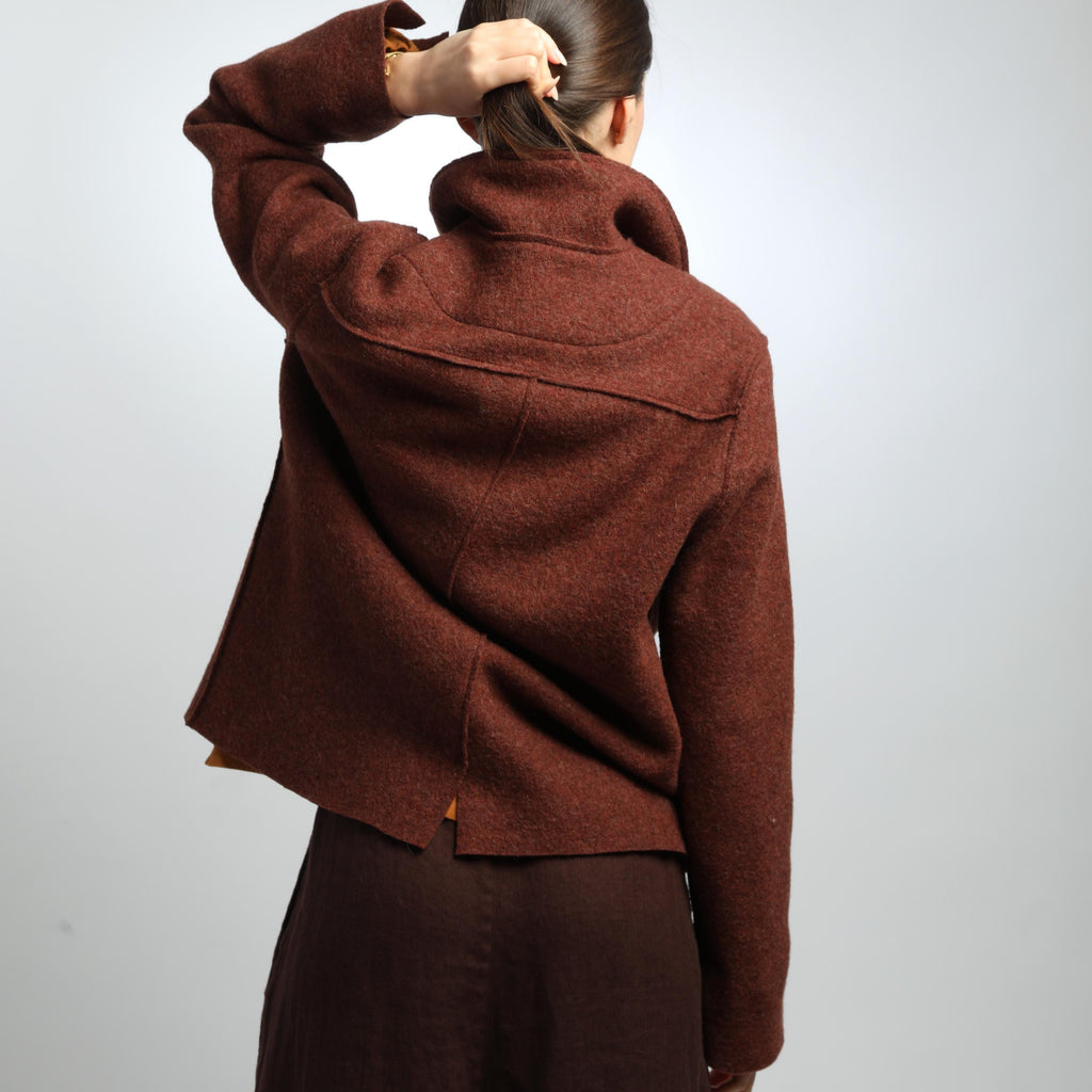 ALESSANDRA Boiled Wool Blazer Jacket, Loose Cropped Wool Coat for Women, Handmade OEKO TEX Certified Coat, Sustainable Fall Winter Outerwear