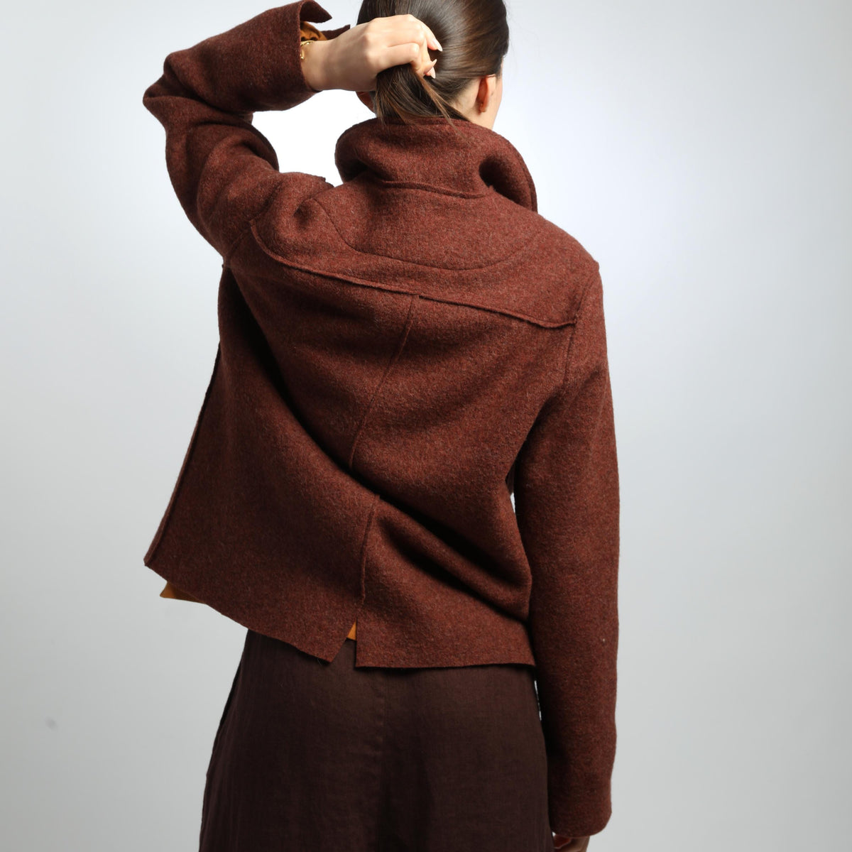 ALESSANDRA Boiled Wool Blazer Jacket, Loose Cropped Wool Coat for Women, Handmade OEKO TEX Certified Coat, Sustainable Fall Winter Outerwear