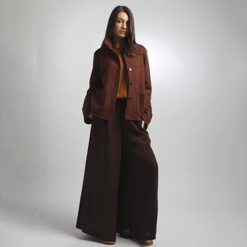 ALESSANDRA Boiled Wool Blazer Jacket, Loose Cropped Wool Coat for Women, Handmade OEKO TEX Certified Coat, Sustainable Fall Winter Outerwear