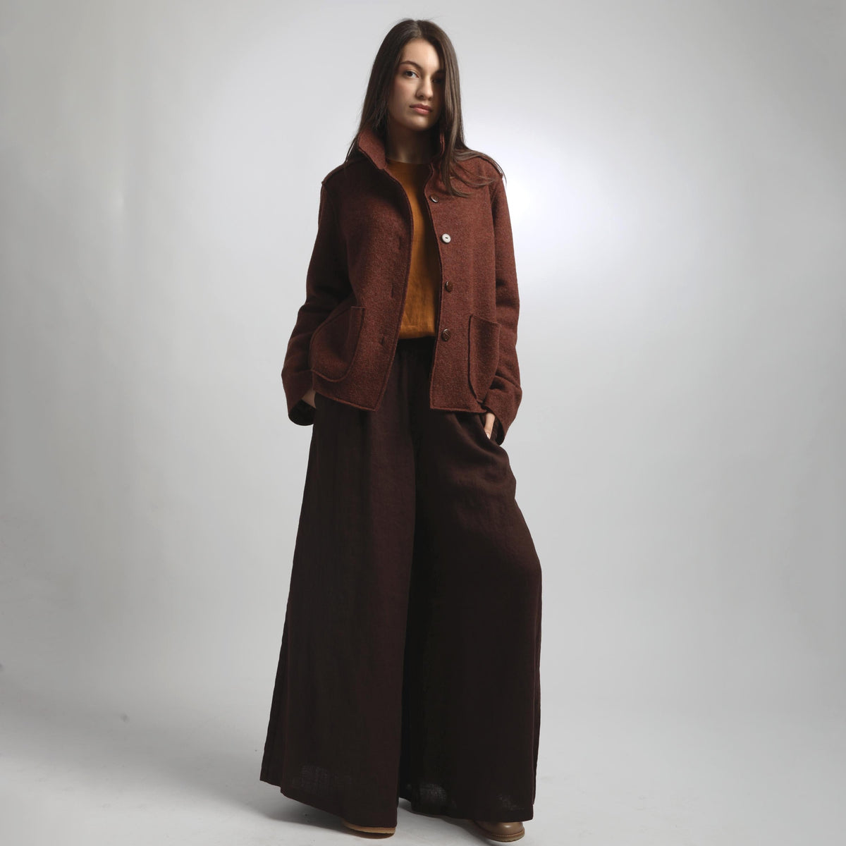ALESSANDRA Boiled Wool Blazer Jacket, Loose Cropped Wool Coat for Women, Handmade OEKO TEX Certified Coat, Sustainable Fall Winter Outerwear