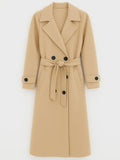 Wool Trench Coat: Women's Long Belted Double Breasted Overcoat