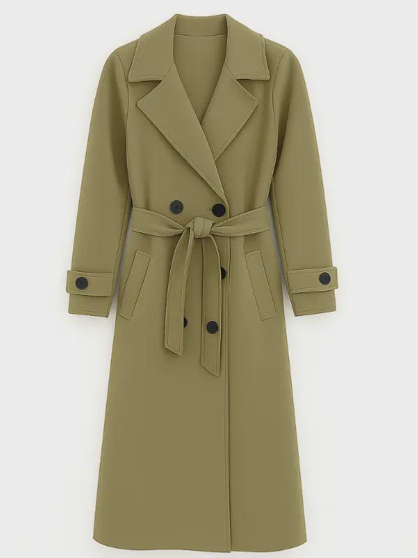Wool Trench Coat: Women's Long Belted Double Breasted Overcoat