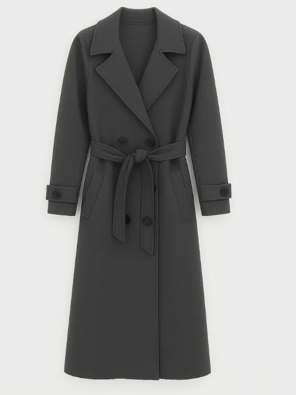 Wool Trench Coat: Women's Long Belted Double Breasted Overcoat