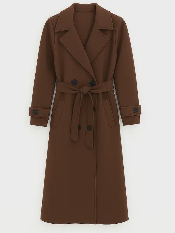 Wool Trench Coat: Women's Long Belted Double Breasted Overcoat