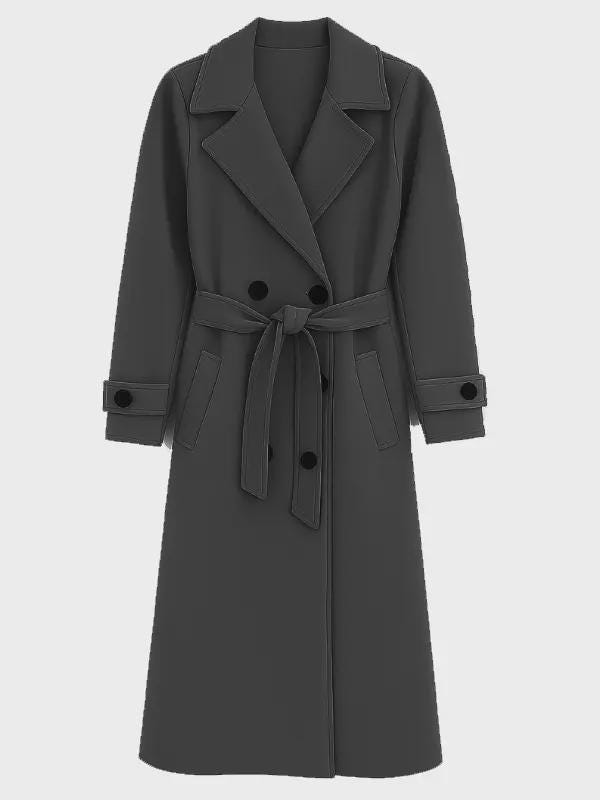 Wool Trench Coat: Women's Long Belted Double Breasted Overcoat