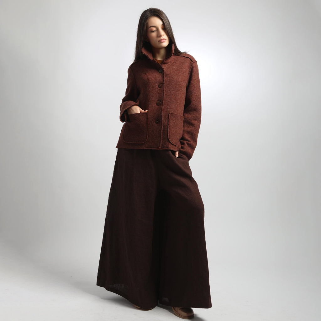 ALESSANDRA Boiled Wool Blazer Jacket, Loose Cropped Wool Coat for Women, Handmade OEKO TEX Certified Coat, Sustainable Fall Winter Outerwear