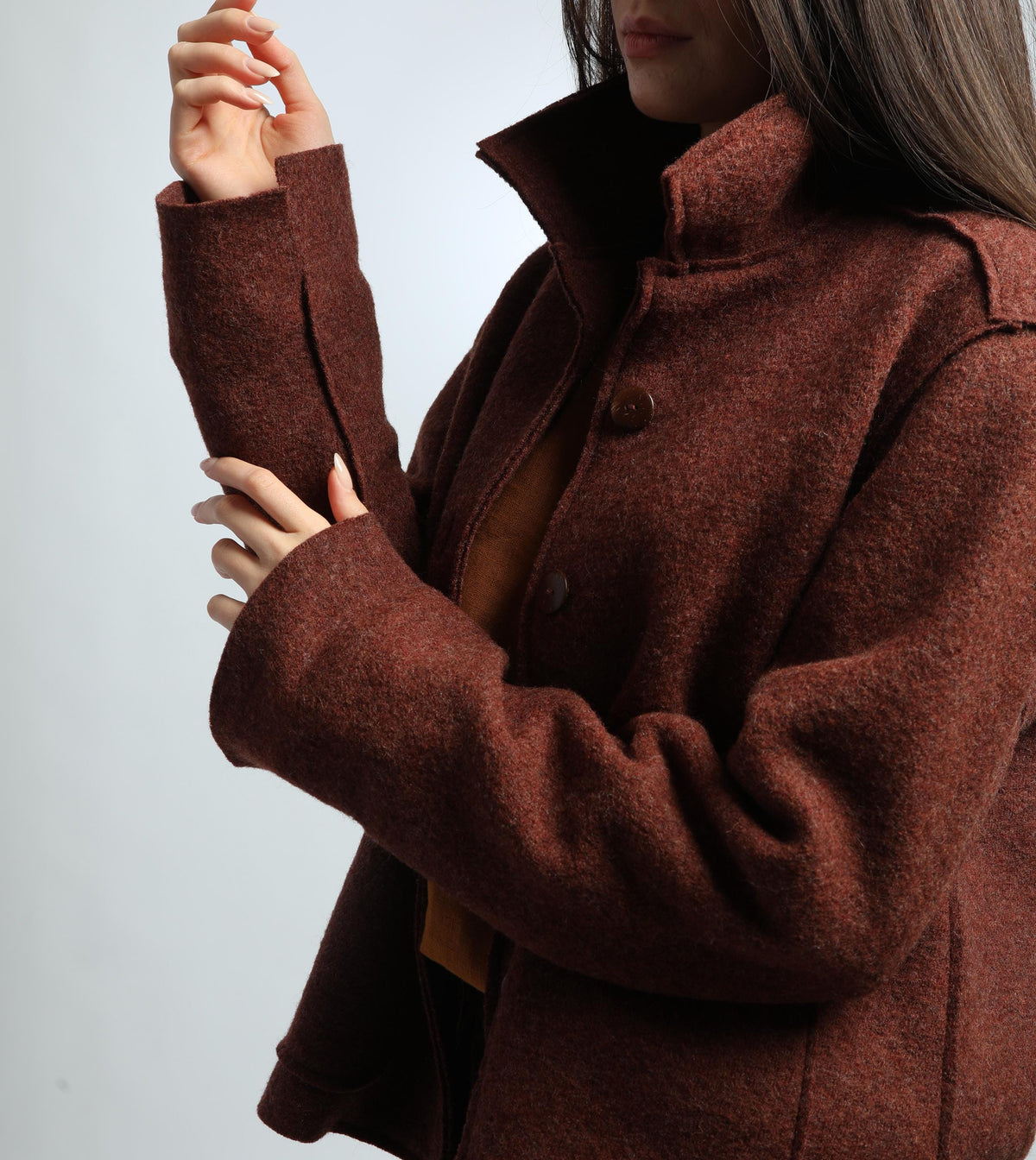 ALESSANDRA Boiled Wool Blazer Jacket, Loose Cropped Wool Coat for Women, Handmade OEKO TEX Certified Coat, Sustainable Fall Winter Outerwear