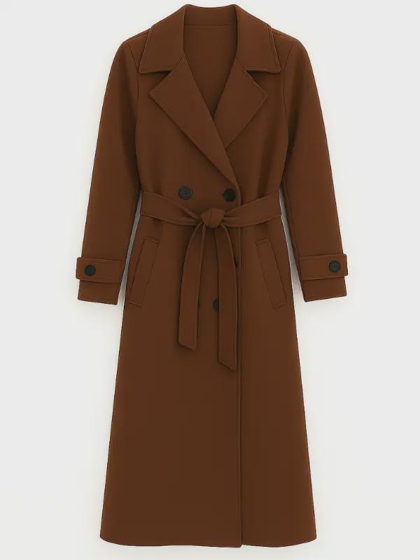 Wool Trench Coat: Women's Long Belted Double Breasted Overcoat