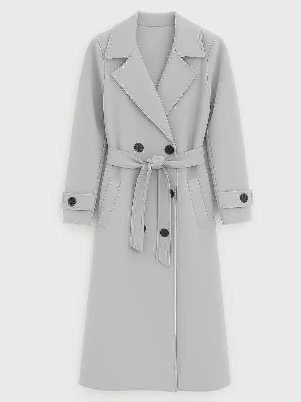 Wool Trench Coat: Women's Long Belted Double Breasted Overcoat