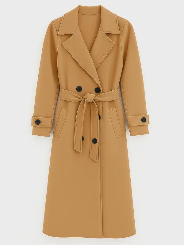 Wool Trench Coat: Women's Long Belted Double Breasted Overcoat