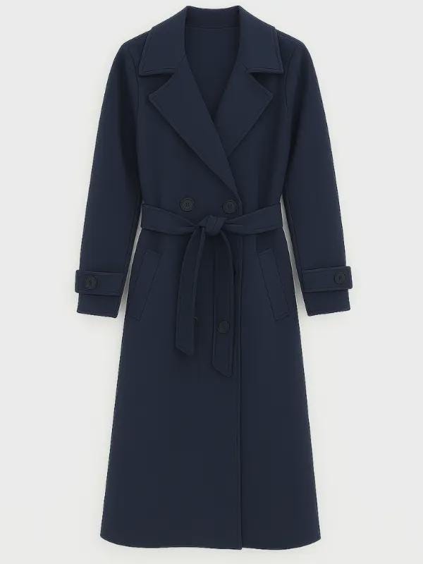 Wool Trench Coat: Women's Long Belted Double Breasted Overcoat