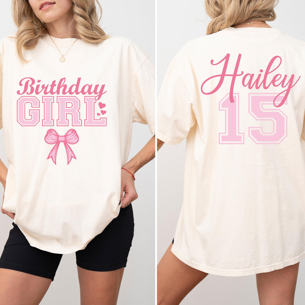 Personalized Birthday Girl Shirt, Custom Name and Age Tee, Birthday Outfit for Her, Comfort Colors Birthday Shirt