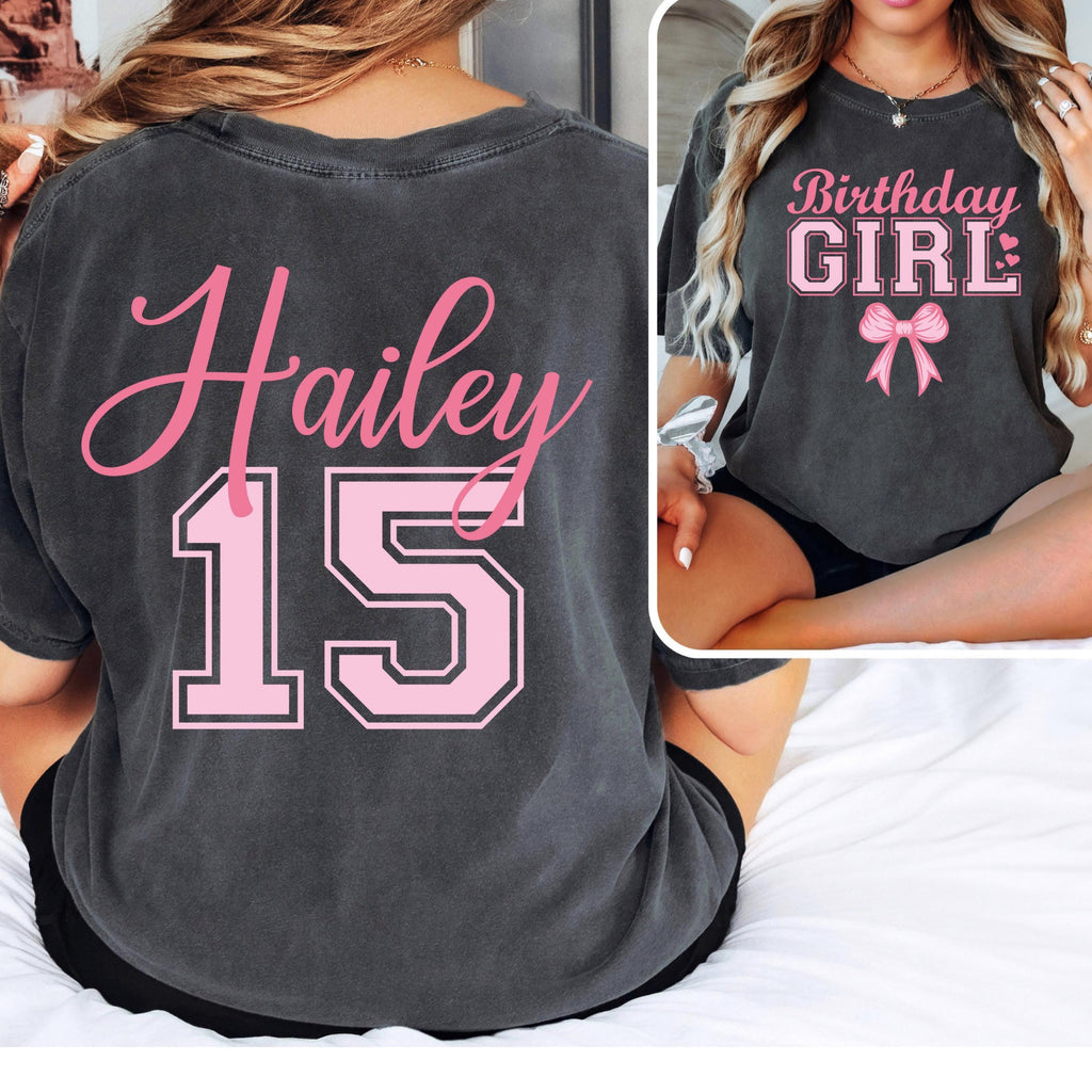 Personalized Birthday Girl Shirt, Custom Name and Age Tee, Birthday Outfit for Her, Comfort Colors Birthday Shirt