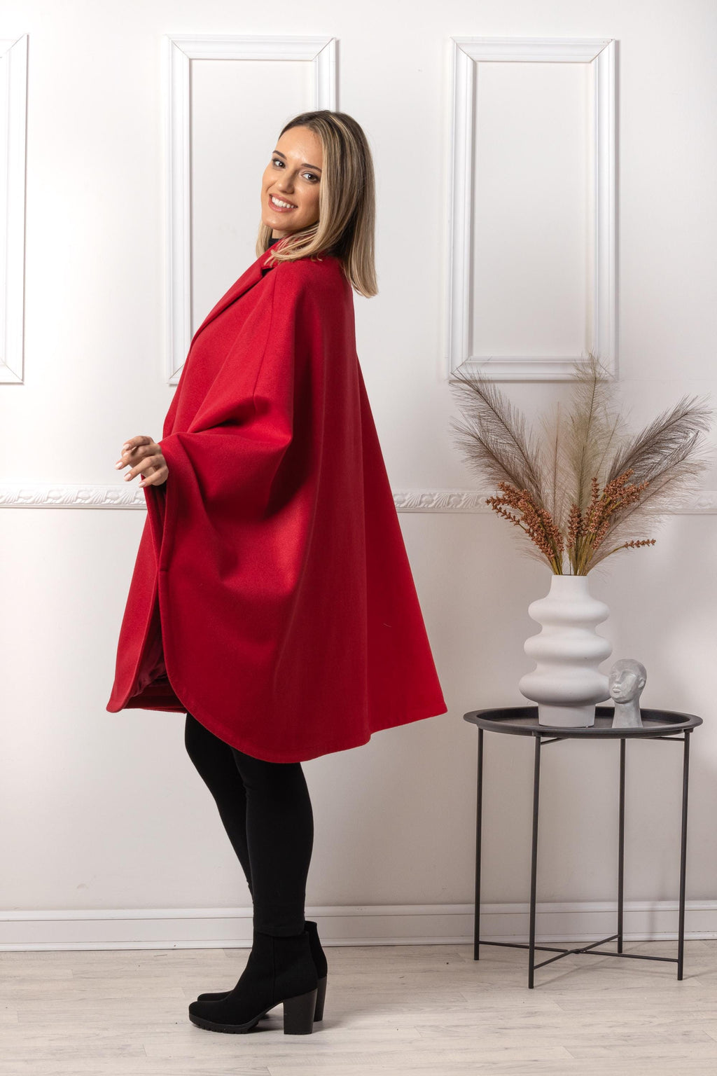 Ladies Loose Cape Coat, Poncho Cloak Overcoat, Long Renaissance Wool Mix Cape, Elegant Swing Coat in Black, Brown, Gray, Off White or Red