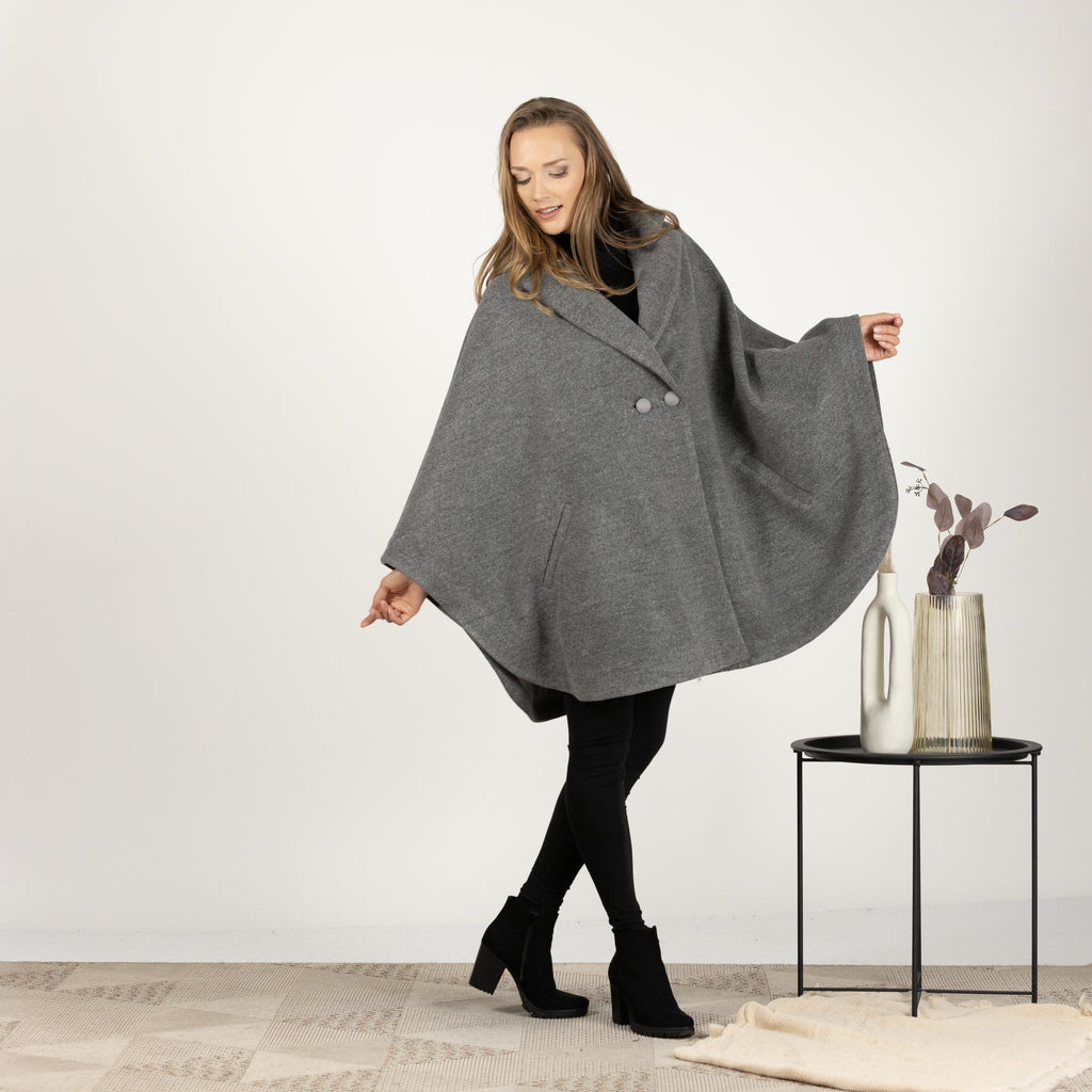 Ladies Loose Cape Coat, Poncho Cloak Overcoat, Long Renaissance Wool Mix Cape, Elegant Swing Coat in Black, Brown, Gray, Off White or Red
