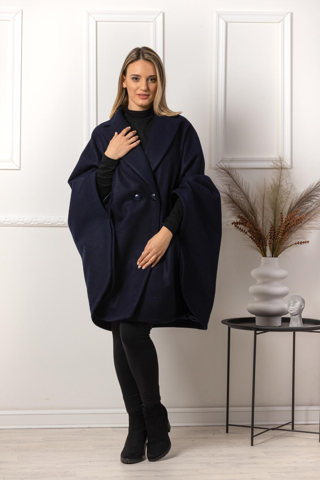 Ladies Loose Cape Coat, Poncho Cloak Overcoat, Long Renaissance Wool Mix Cape, Elegant Swing Coat in Black, Brown, Gray, Off White or Red