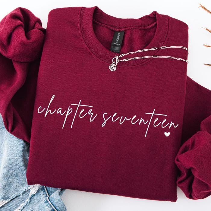 17th Birthday Sweatshirt: Chapter 17 Sweatshirts, Gifts For 17 Year Old Girl, Teen Girl Gifts, Birthday Girl Sweaters, Book Lover Gift