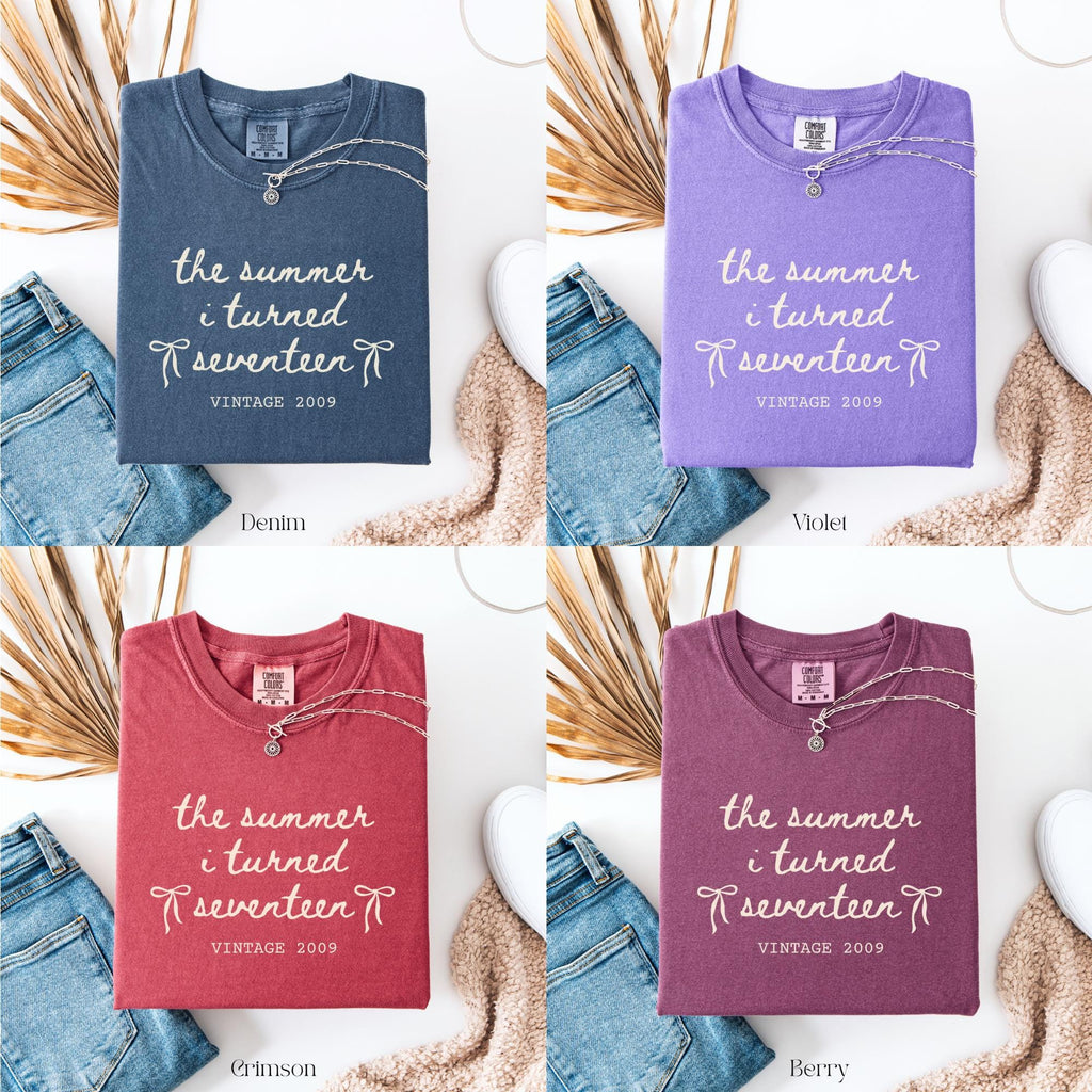 Custom 17th Birthday Shirt Girl, Comfort Colors Summer I Turned 17 Bday Party Tee, 17th Birthday Gift Girls, 17th Birthday Party TShirt