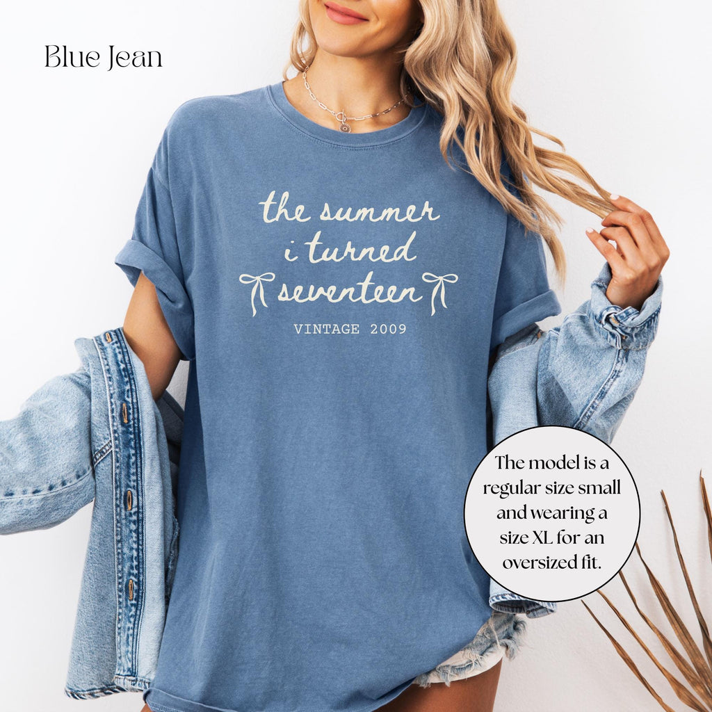Custom 17th Birthday Shirt Girl, Comfort Colors Summer I Turned 17 Bday Party Tee, 17th Birthday Gift Girls, 17th Birthday Party TShirt
