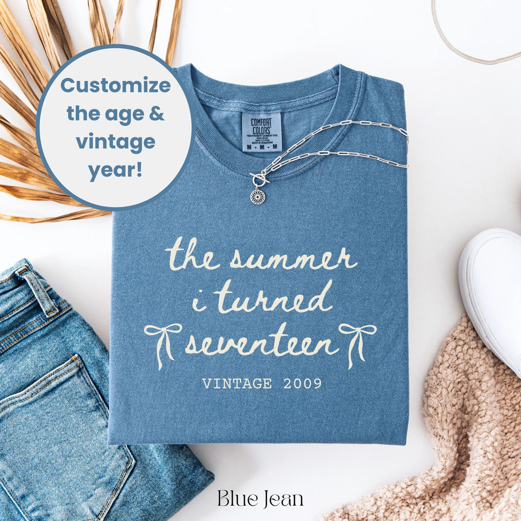 Custom 17th Birthday Shirt Girl, Comfort Colors Summer I Turned 17 Bday Party Tee, 17th Birthday Gift Girls, 17th Birthday Party TShirt