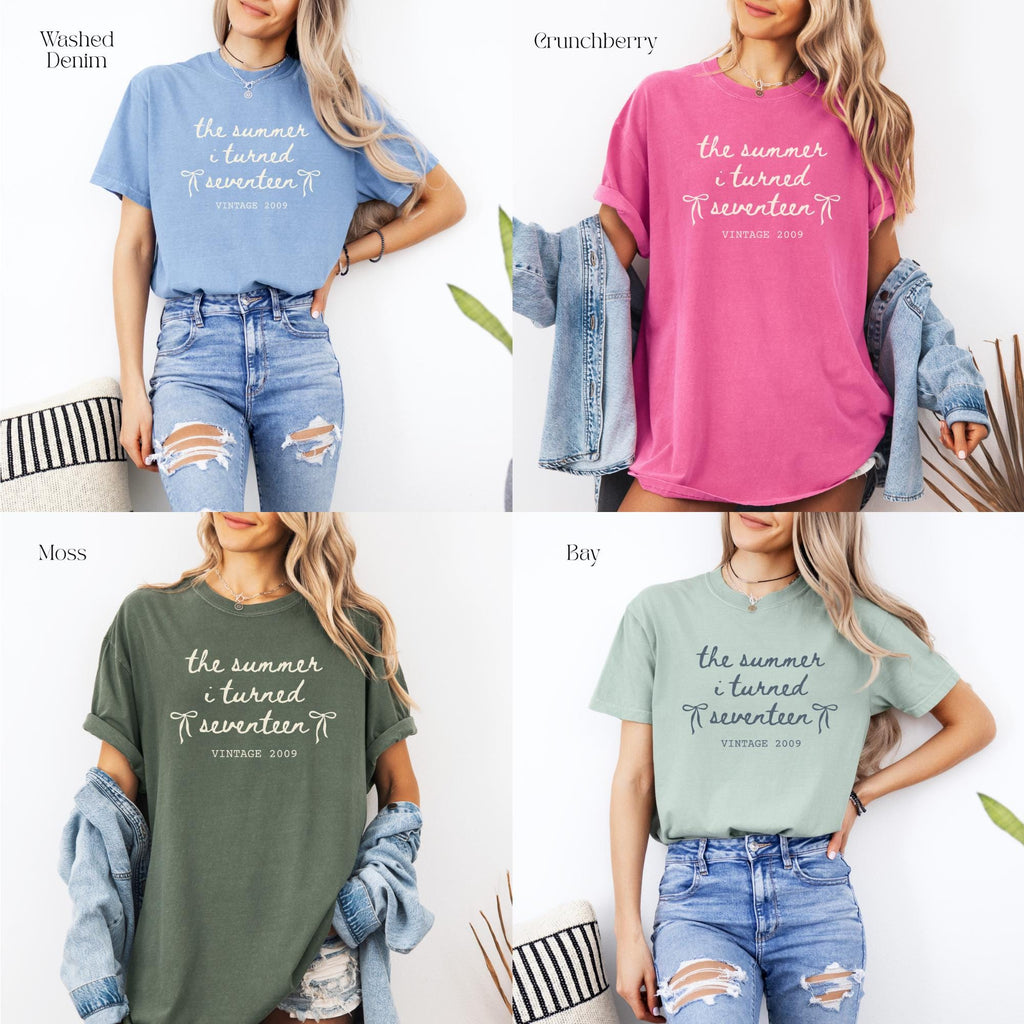 Custom 17th Birthday Shirt Girl, Comfort Colors Summer I Turned 17 Bday Party Tee, 17th Birthday Gift Girls, 17th Birthday Party TShirt