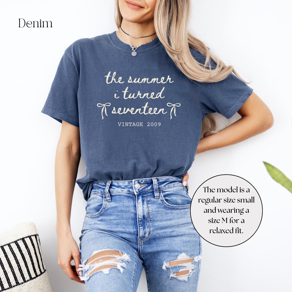 Custom 17th Birthday Shirt Girl, Comfort Colors Summer I Turned 17 Bday Party Tee, 17th Birthday Gift Girls, 17th Birthday Party TShirt