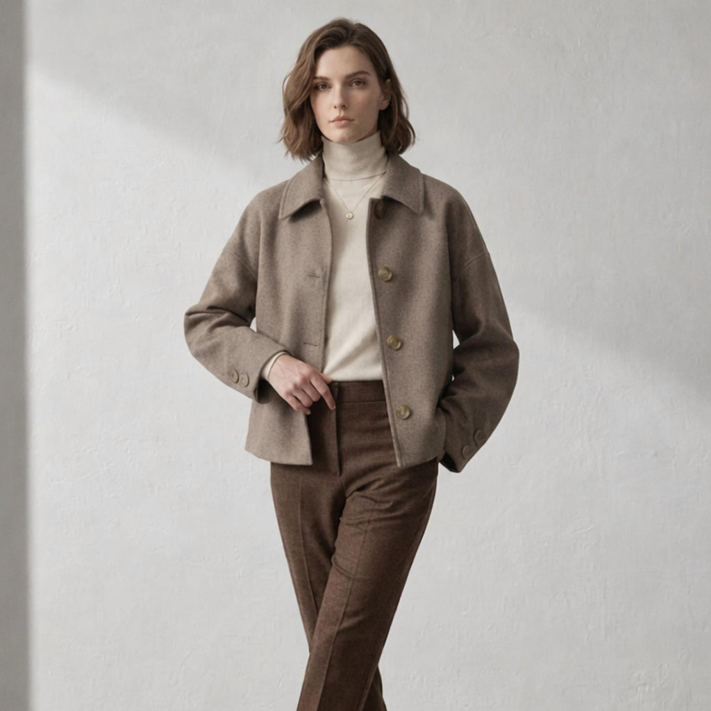 Women's High Street Patchwork Jacket - Casual Autumn Winter Coat