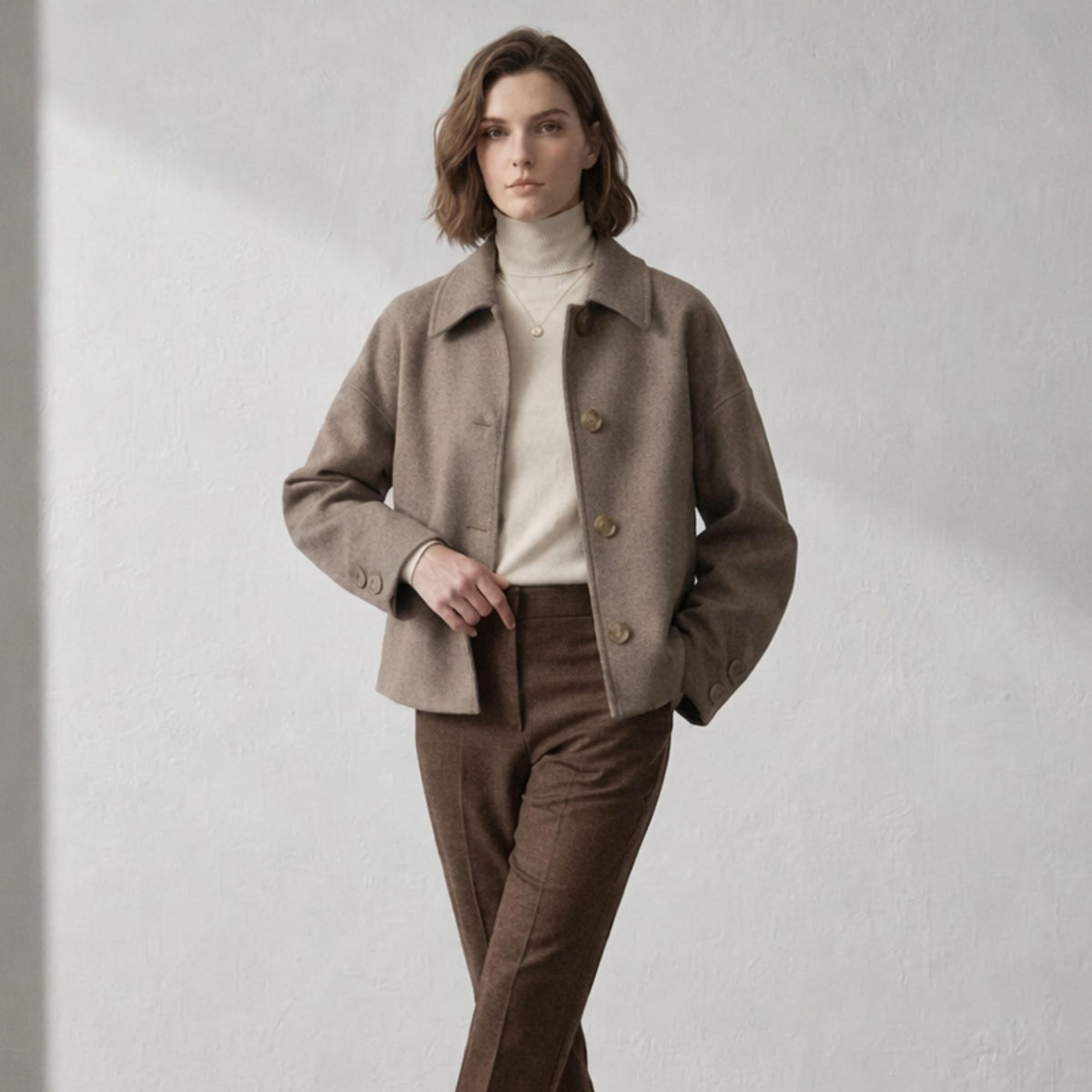 Women's High Street Patchwork Jacket - Casual Autumn Winter Coat