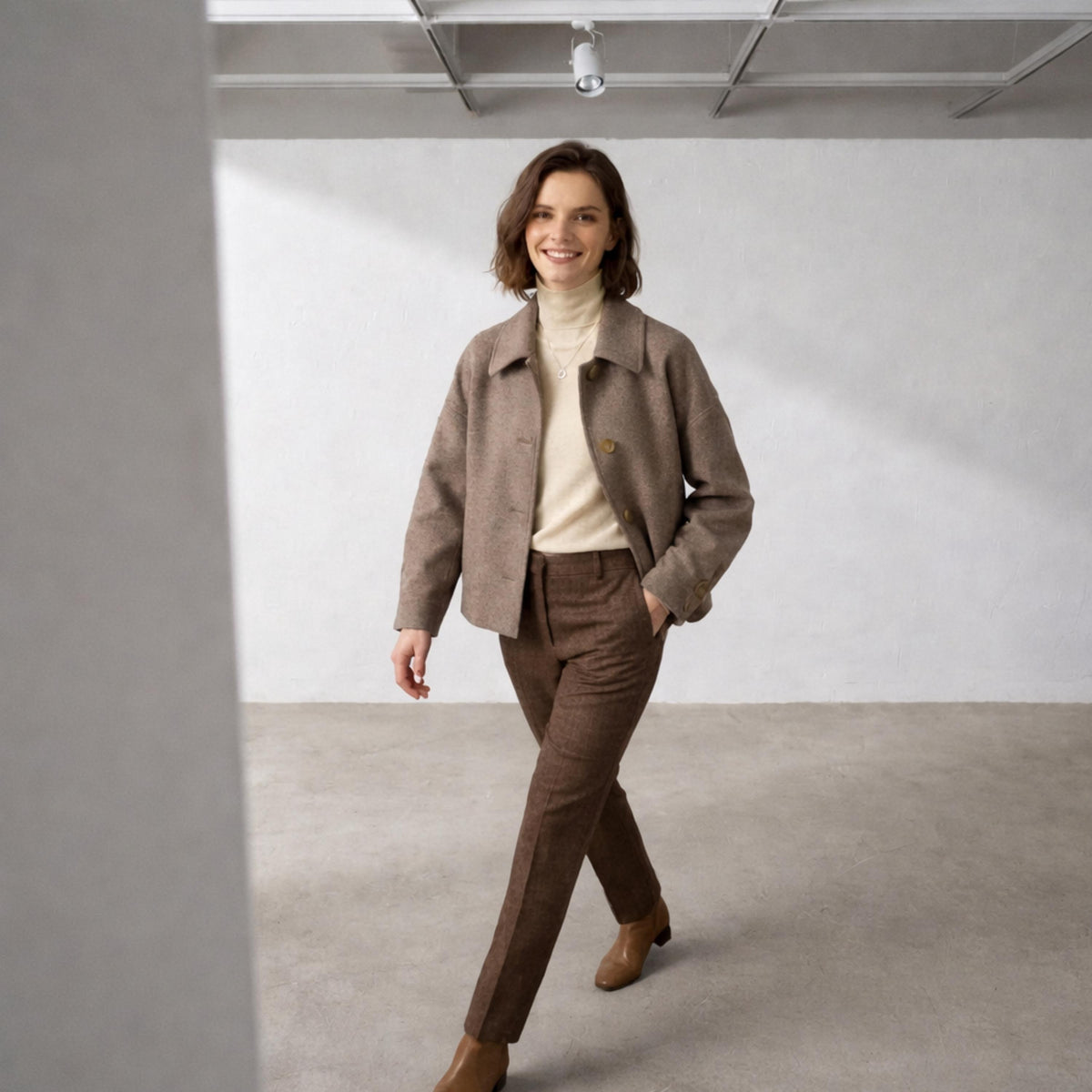 Women's High Street Patchwork Jacket - Casual Autumn Winter Coat