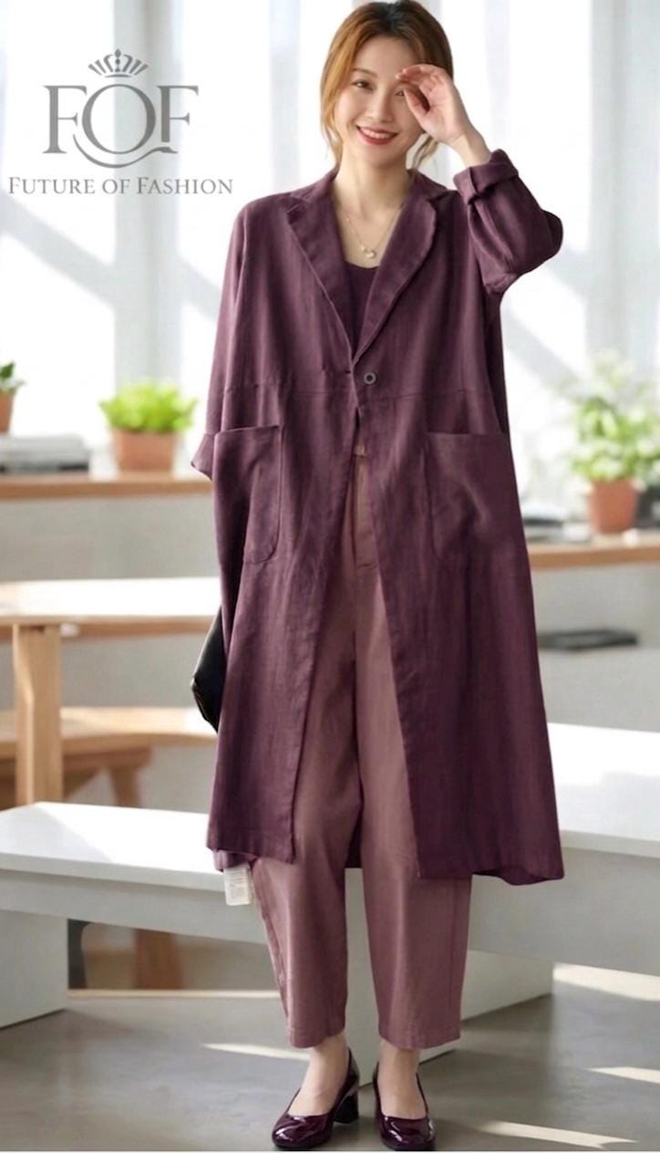 Women's 100% Linen Coat Burgundy ,Linen Cardigan Linen Kimono Long Sleeves Jacket Washed Linen Top Oversized Coat, Long Linen Duster Washed