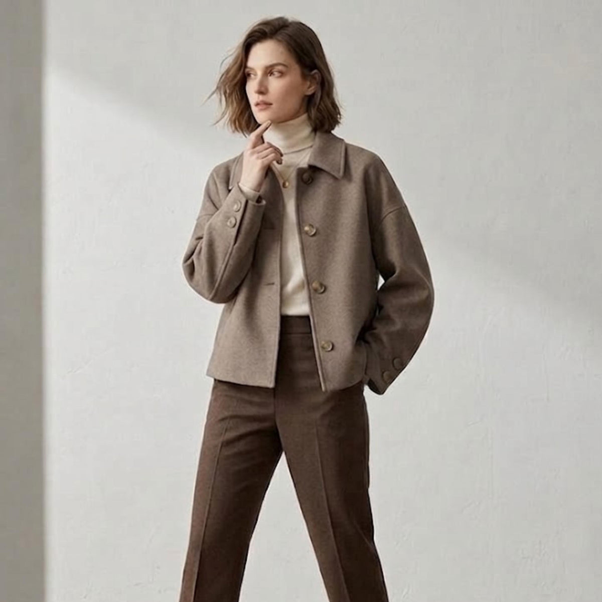 Women's High Street Patchwork Jacket - Casual Autumn Winter Coat