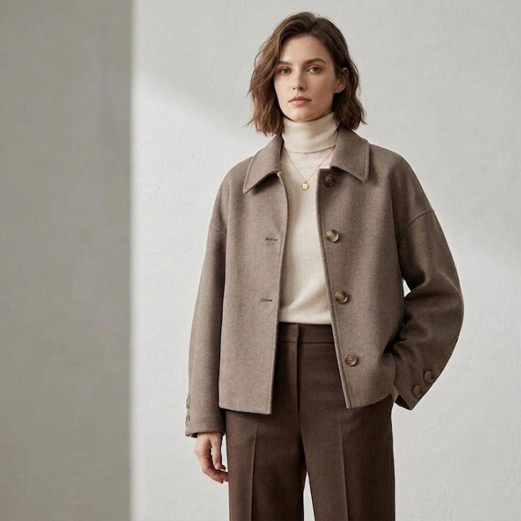 Women's High Street Patchwork Jacket - Casual Autumn Winter Coat